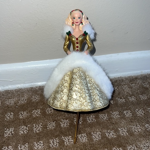 Vintage 1995 Mattel Happy Holidays Barbie Stocking Hanger New in Box - Picture 2 of 6